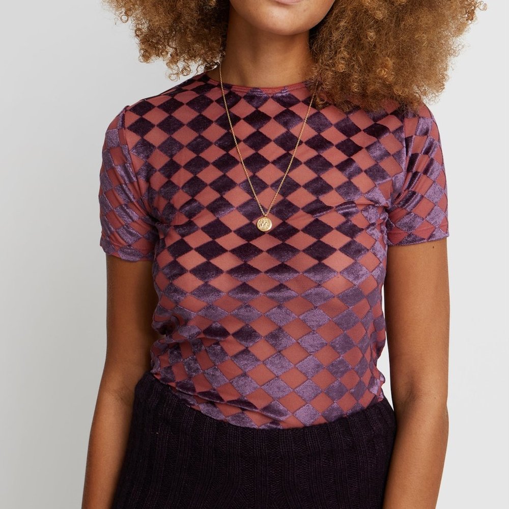 Baserange Checked Omo Tee, Size M